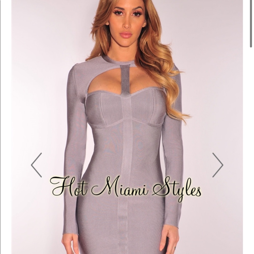Hot Miami Styles Gray Bodycon Dress XS